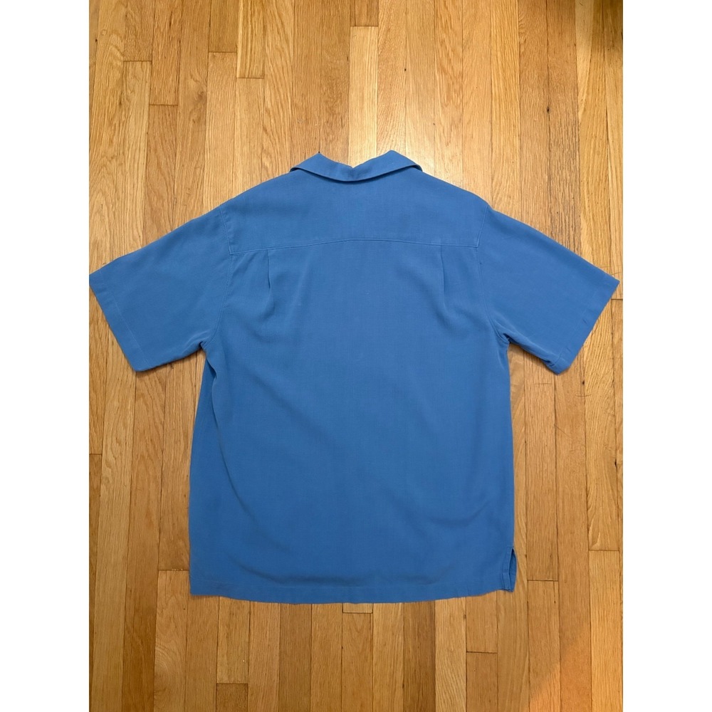 Tommy Bahama Silk Cotton Camp Shirt XL Blue Resort Casual - Picture 6 of 14